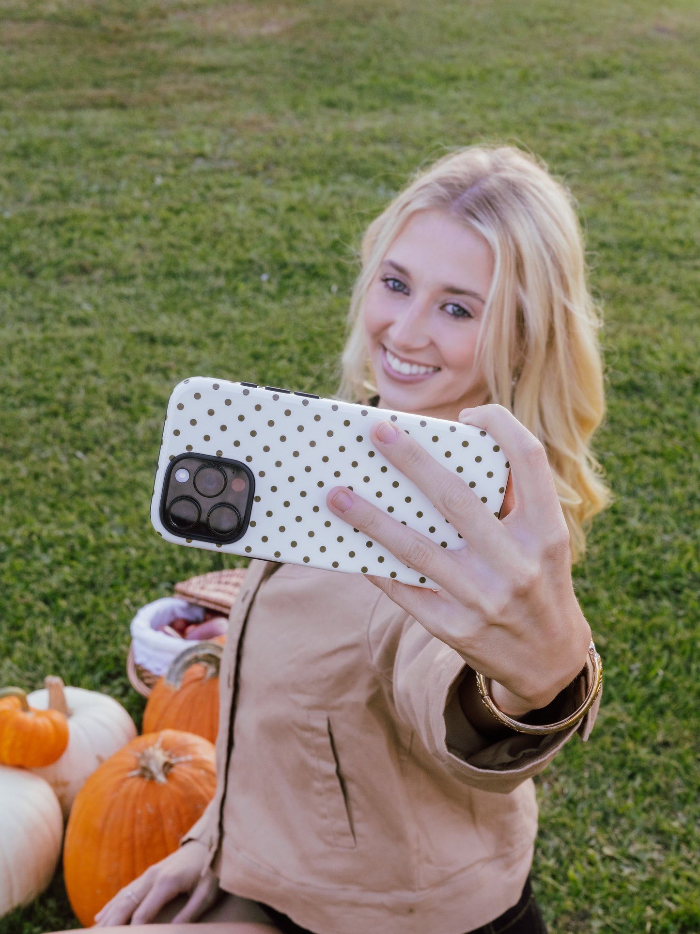 Cream/Brown Polkadot Case