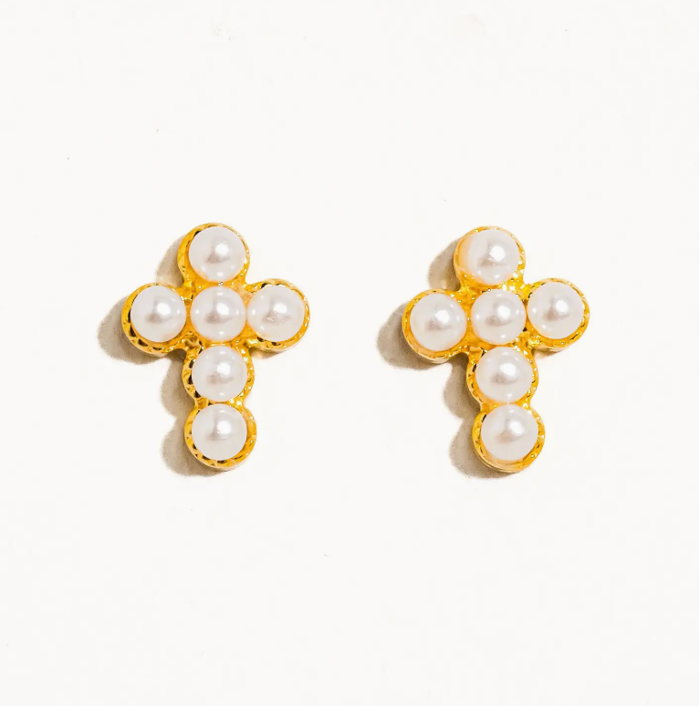 Pearl Cross Studs
