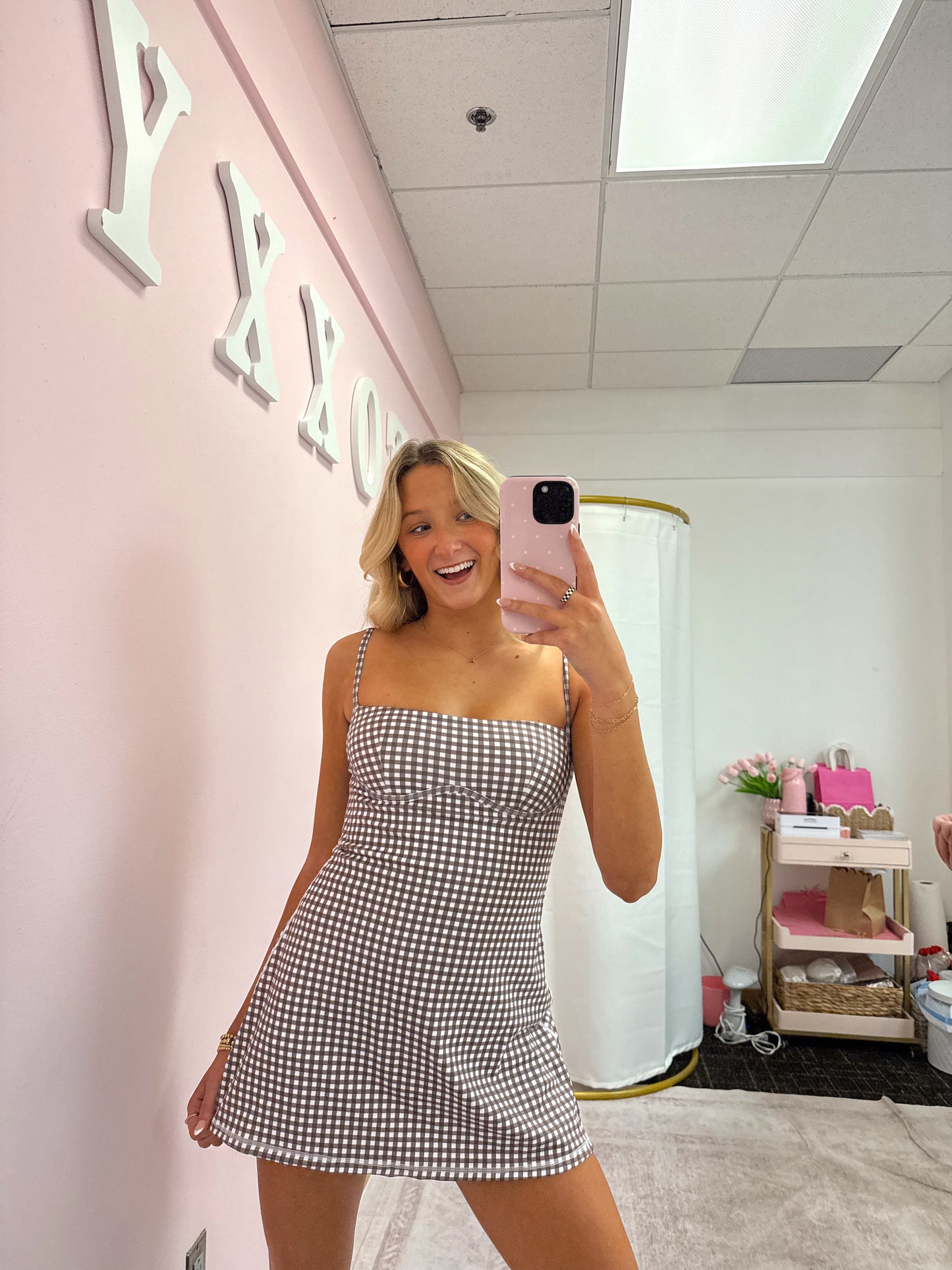 Brown Gingham Dress