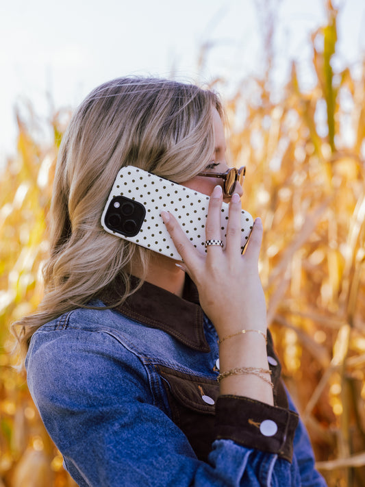 Cream/Brown Polkadot Case (Pre-Order)