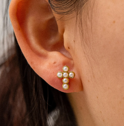 Pearl Cross Studs