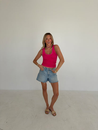 Fuchsia Striped Tank