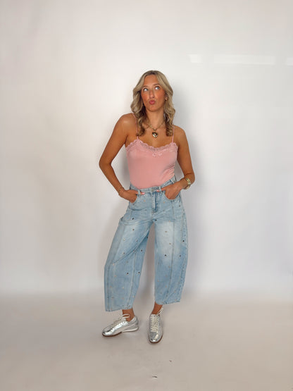 Studded Barrel Jeans