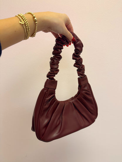 Burgundy Ruched Handle Bag