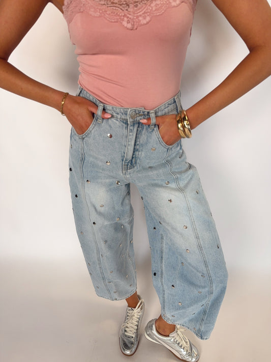 Studded Barrel Jeans