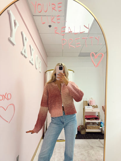 Rosé Zip Up Sweater