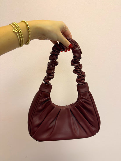 Burgundy Ruched Handle Bag
