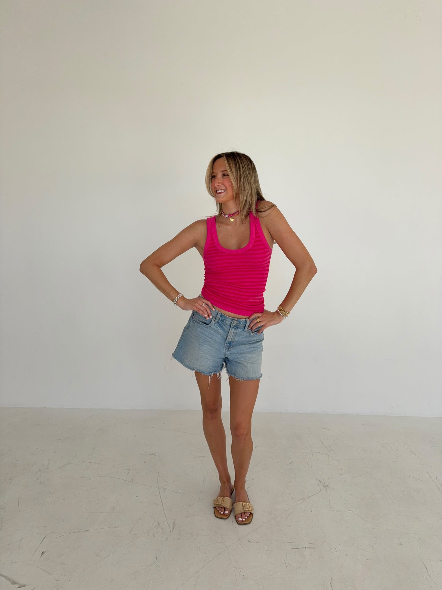 Fuchsia Striped Tank