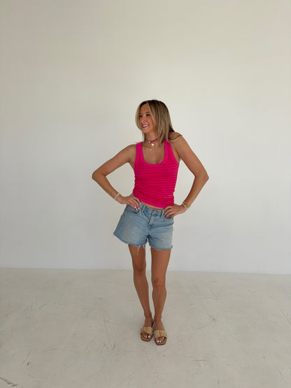 Fuchsia Striped Tank