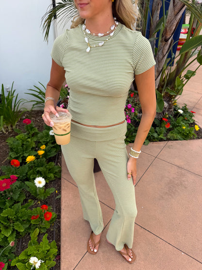 Olive Striped Set
