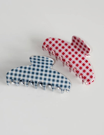 Blue Gingham Claw Clip